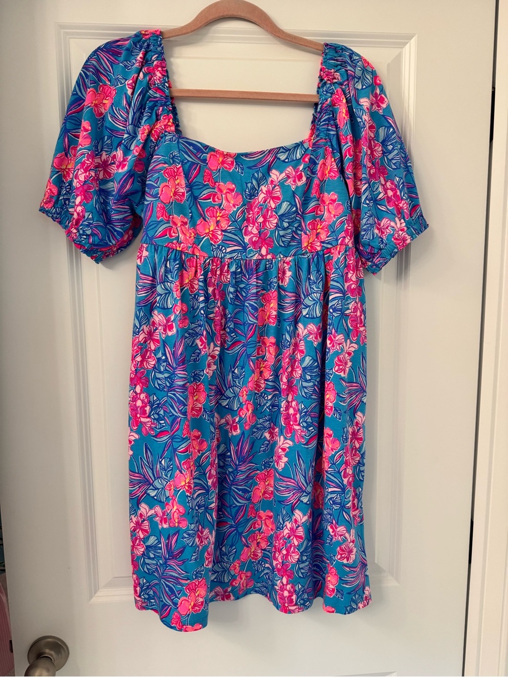 Lilly Pulitzer Blue Dress with Pink Floral Print